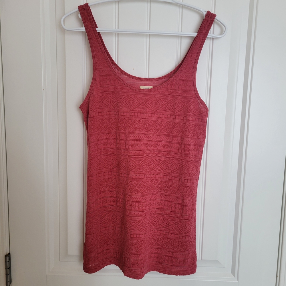 Aerie Textured Scoop Neck Tank Top - Rose Pink